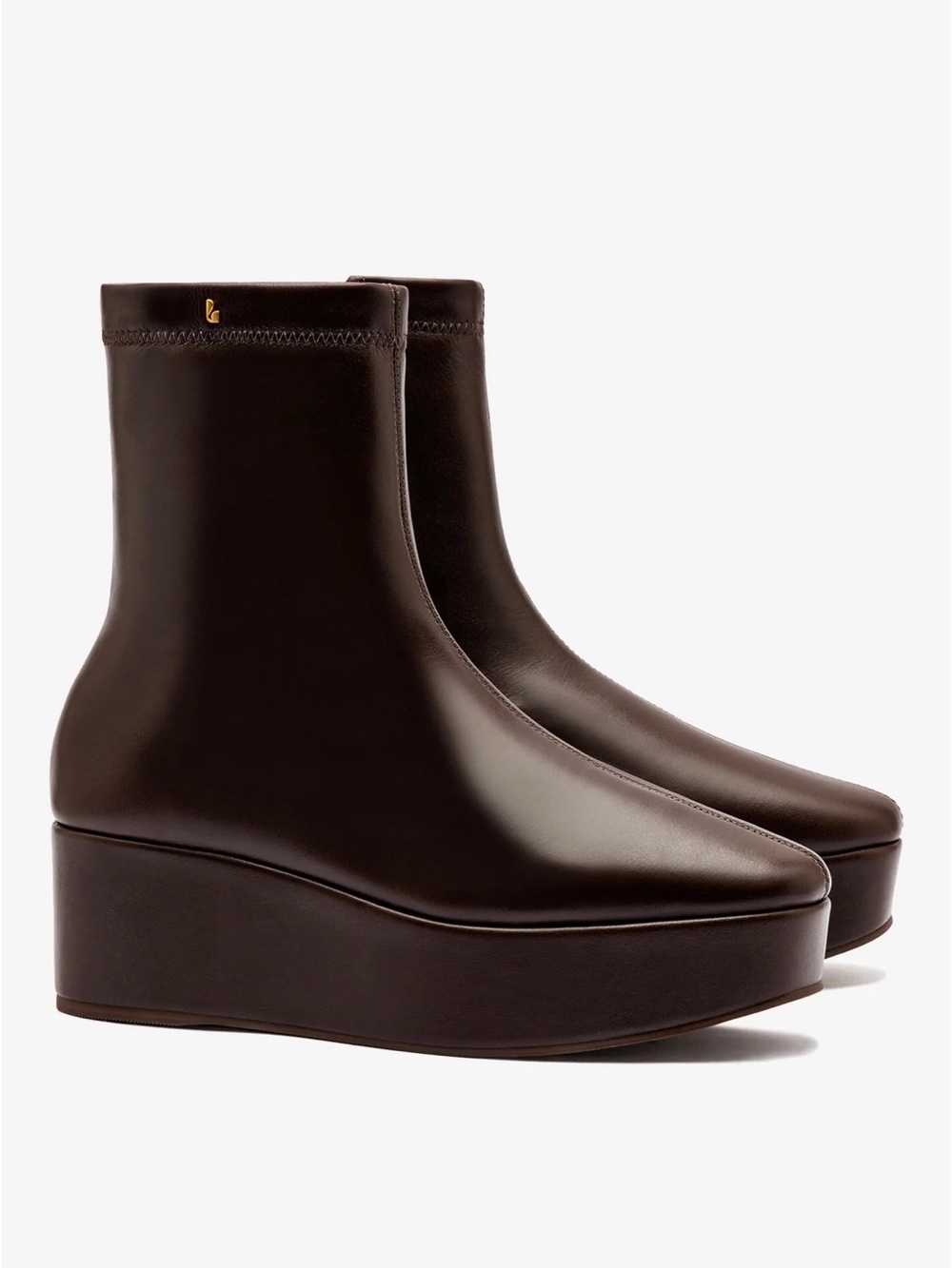 Larroude Dani Flatform Boot In Brown Leather